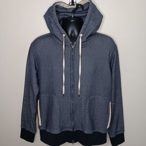 Nifty Genius Men's Medium Hoodie Full Zip Sweatshirt Jacket Navy Blue Black Hvwt